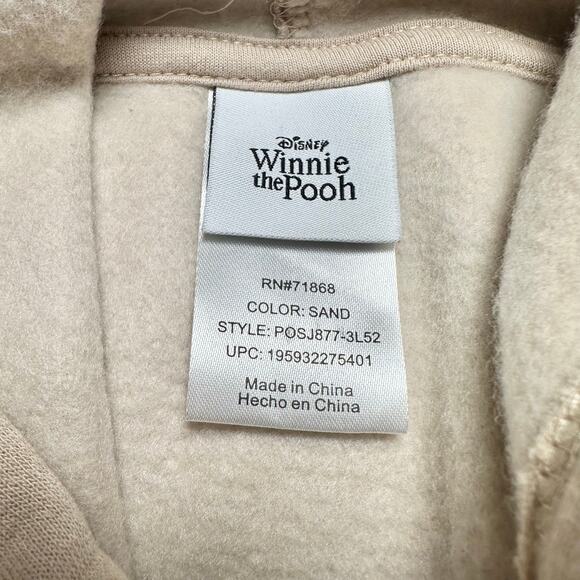 Winnie The Pooh | Unisex | Disney Yarn Knit Appliqué Sand Fleece Hoodie | Sz XL - Picture 9 of 13